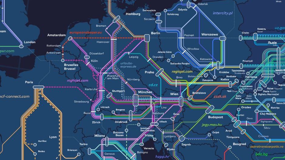 Grafik eines Europäischen Nachtzugnetzes 