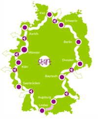 Route der Aktion »FahrRad!« durch Deutschland
