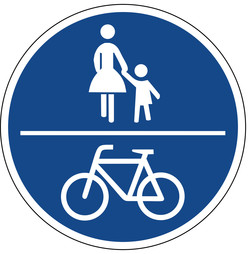 Verkehrsschild gemeinsamer Weg für Fuß- und Radfahrer/-innen